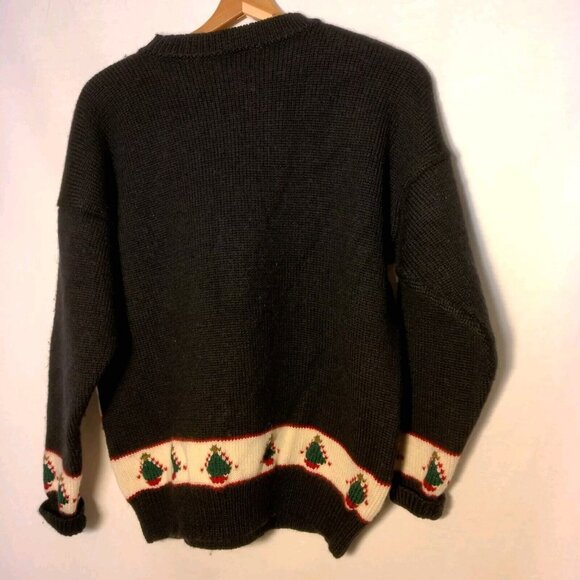 South Wool Christmas Sweater M Hand Loomed New Wool Santa Sleigh Reindeer - Picture 2 of 13